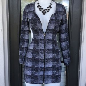 Black & grey sexy zipper dress size s